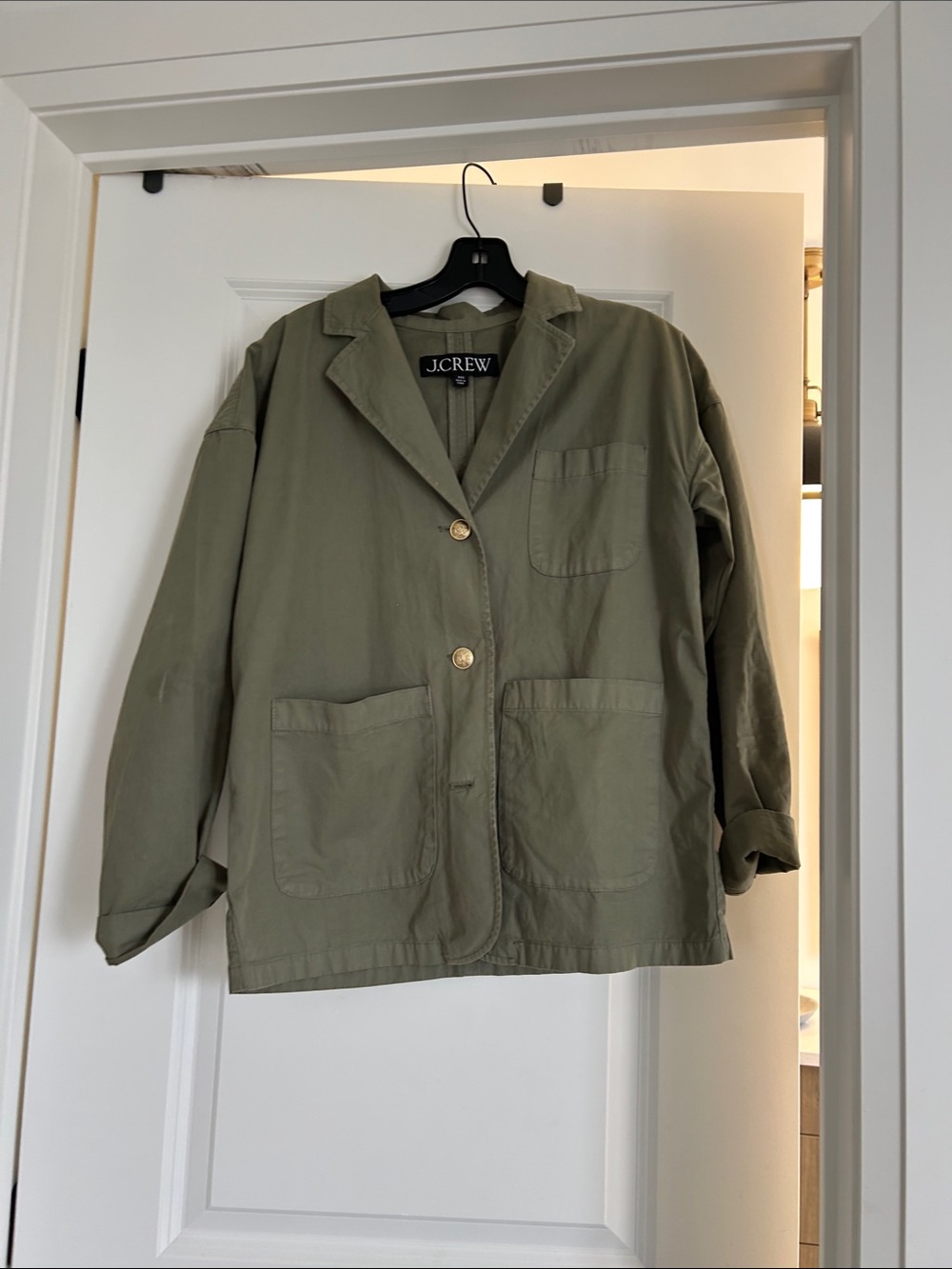 J. Crew Olive Green Utility Blazer with Gold Buttons